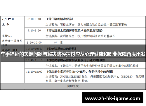 车手福祉的关键问题与解决路径探讨应从心理健康和职业保障角度出发